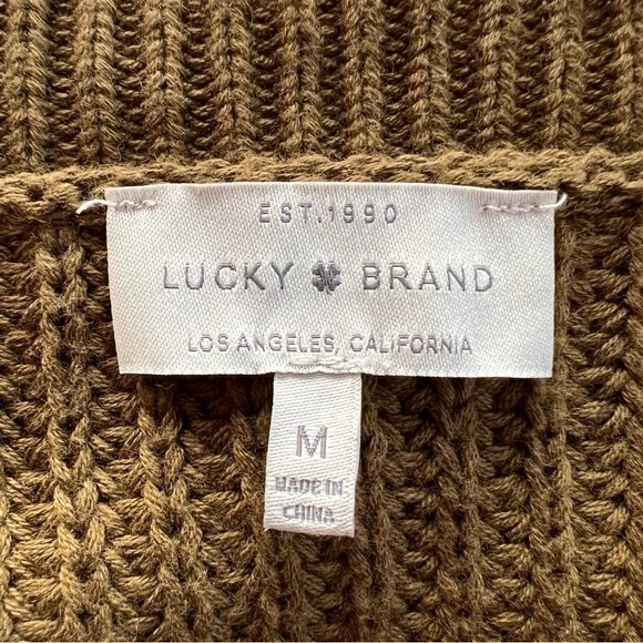 Lucky Brand Chunky Knit Sweater Cut Outs Olive Size M‎ - Picture 5 of 9